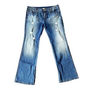 St John Size 16 Camelia Distressed Dark Wash Embellished Bootcut NWT $295